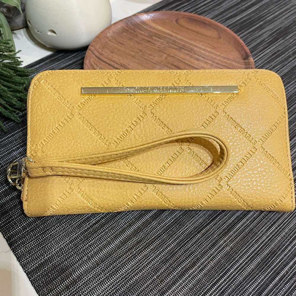 Steve Madden Yellow Embossed Wristlet Wallet